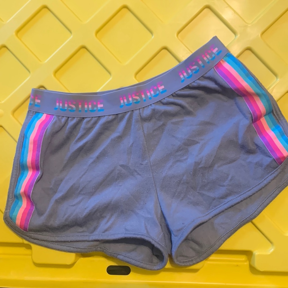 Justice sleepwear shorts grey with colorful waistband